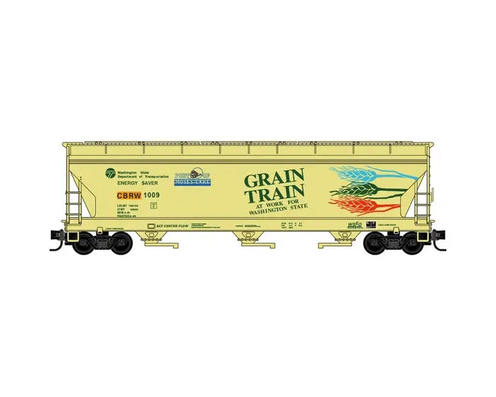 Micro-Trains 983100244 N Scale 3-Bay Covered Hopper CBRW Grain Train 4-Car Runner Pack #1009, #1010, #1018, #1023