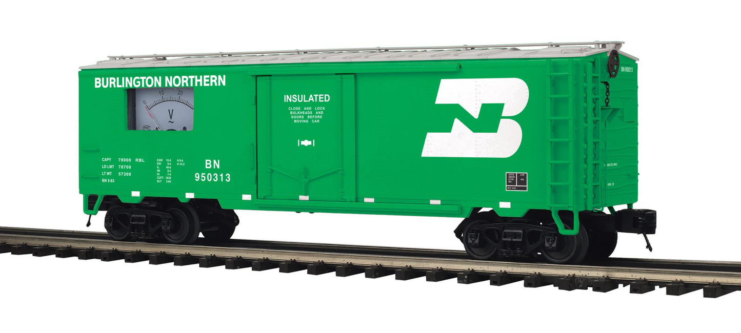 MTH 20-94884 O Scale Premier Burlington Northern 40’ Steel Sided Power Meter Car