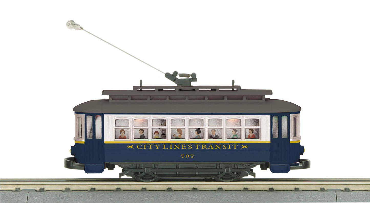 MTH 30-5257 O Gauge RailKing City Lines Bump-n-Go Trolley