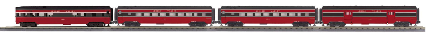MTH 30-68337 O Gauge RailKing Lehigh Valley 4-Car 60’ Streamlined Passenger Set