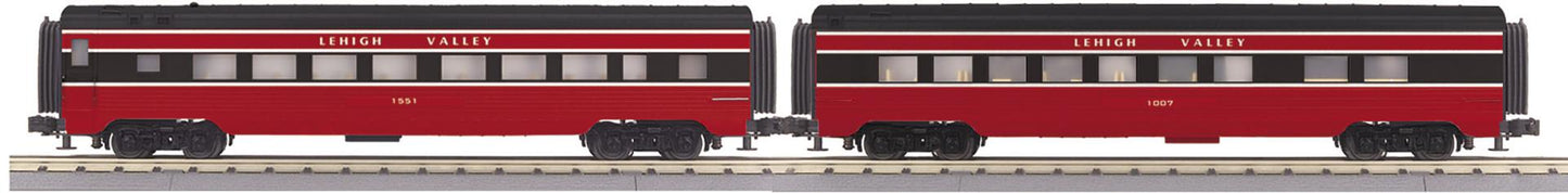 MTH 30-68338 O Gauge RailKing Lehigh Valley 2-Car 60’ Streamlined Sleeper/Diner Set
