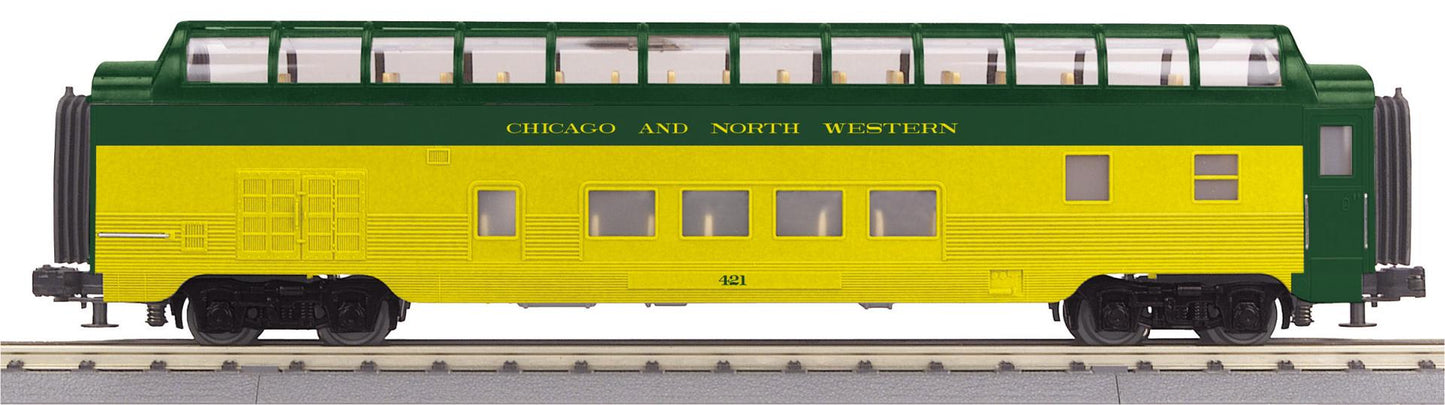 MTH 30-68348 O Gauge RailKing Chicago & North Western 60’ Streamlined Full-Length Vista Dome Car