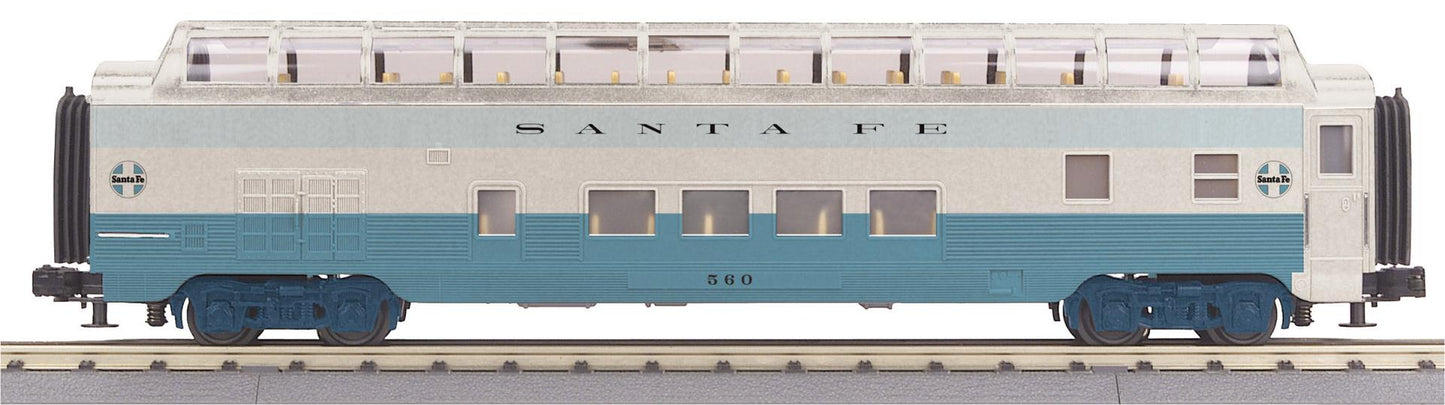 MTH 30-68352 O Gauge RailKing Santa Fe 60’ Streamlined Full-Length Vista Dome Car