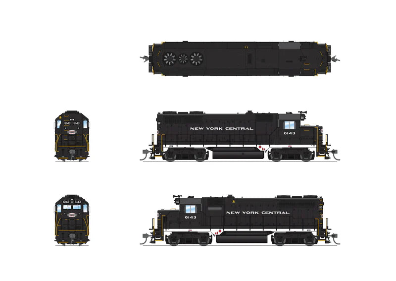Broadway Limited 7540 EMD GP35, NYC 6143, Black w/ White Paragon4 Sound/DC/DCC