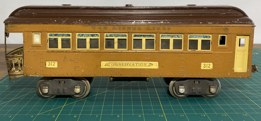 Lionel Pre War #312 Observation Car STD Gauge