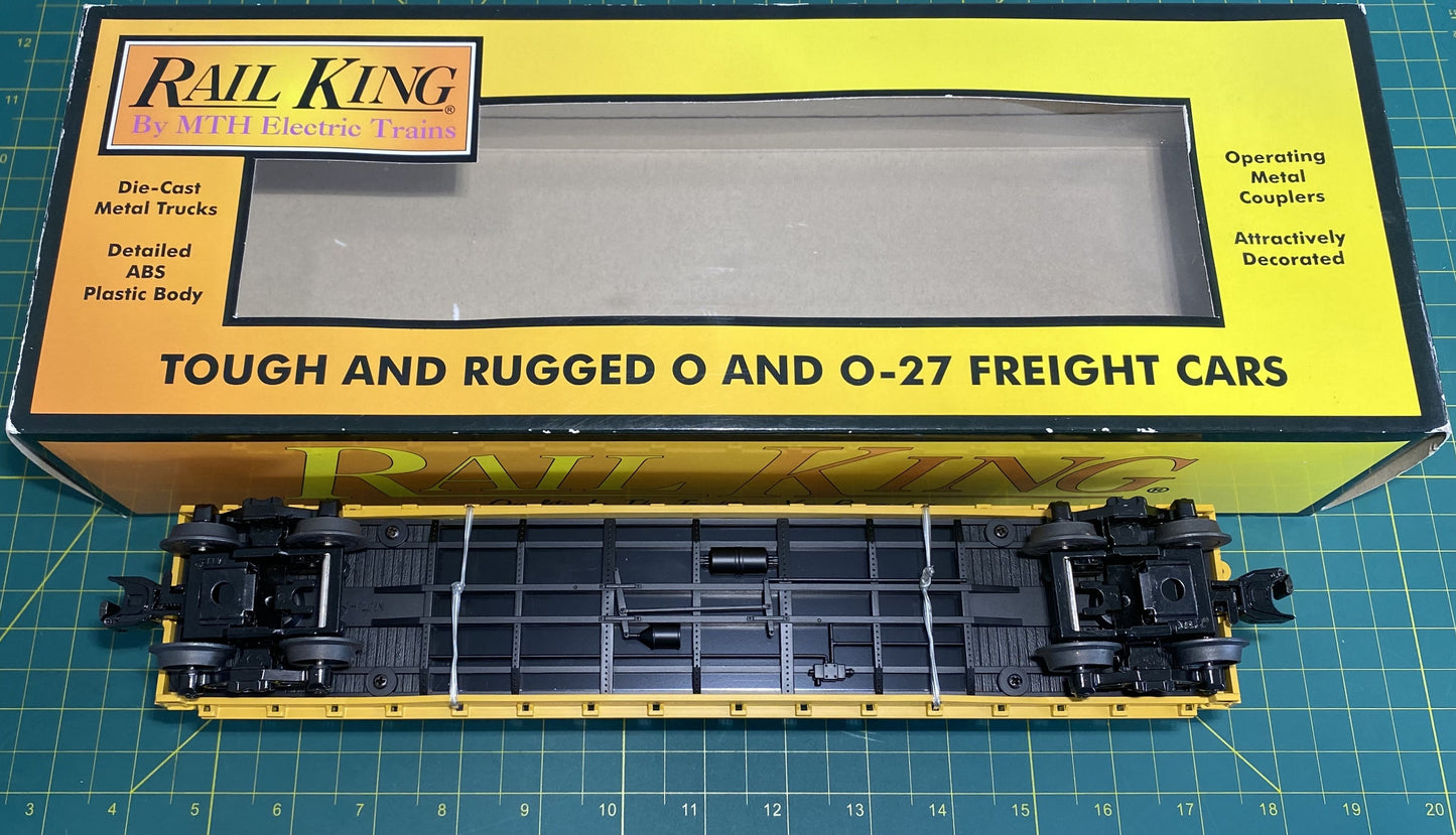 Rail King 30-76670 Union Pacific O Gauge Flat Car w/(2) '53 Ford Pickup Trucks