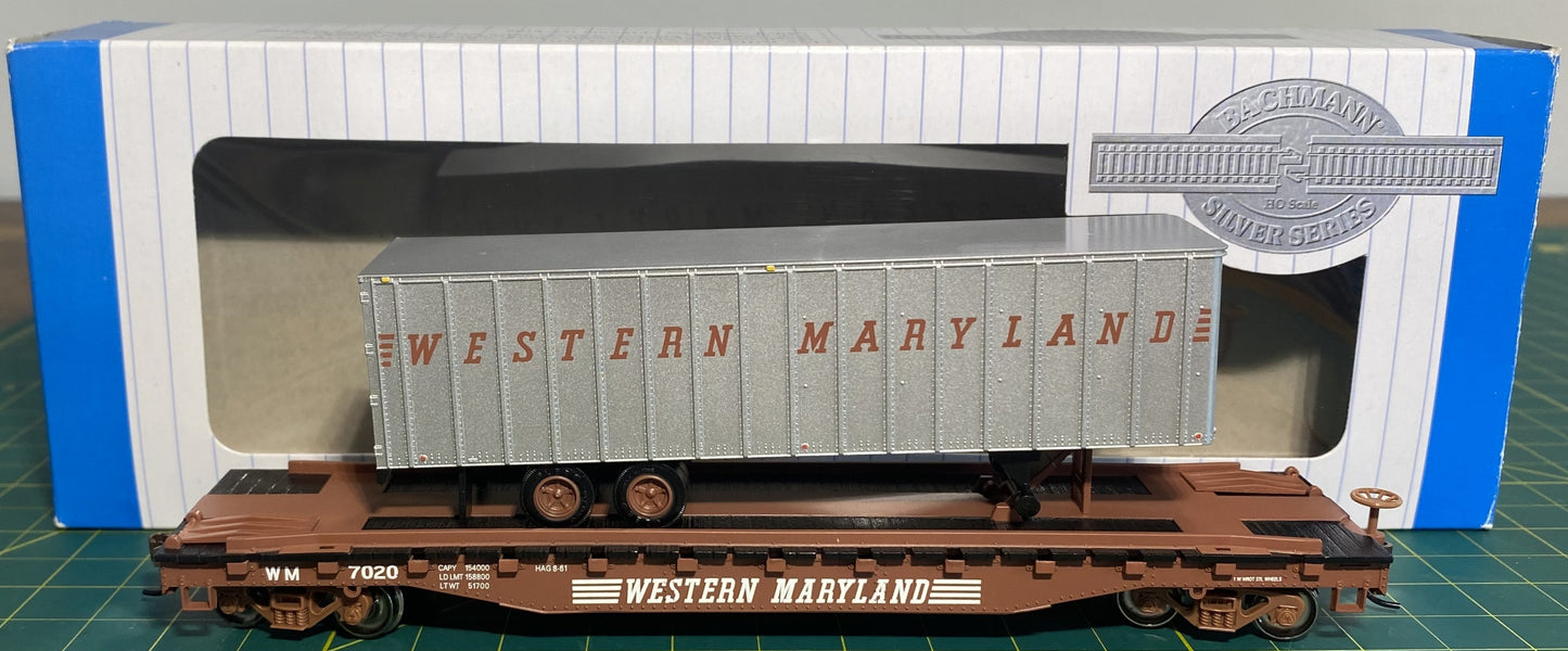 Bachmann 16706 52' 6" Flatcar w/35' Piggyback Trailer Western Maryland