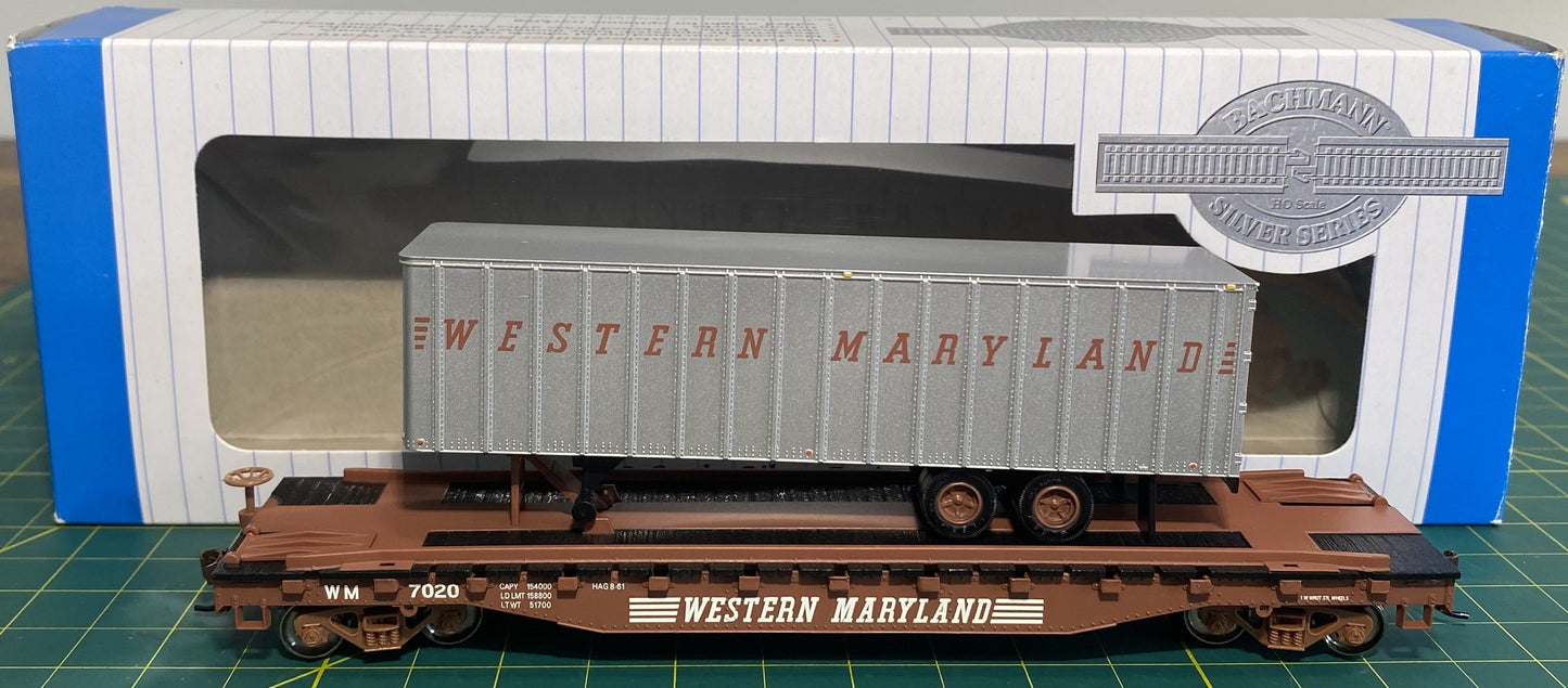 Bachmann 16706 52' 6" Flatcar w/35' Piggyback Trailer Western Maryland