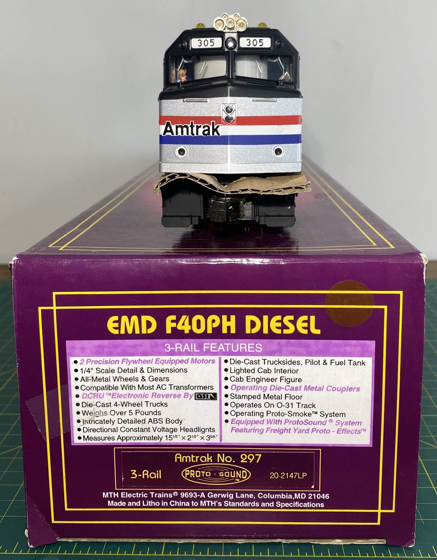 MTH 20-2147LP Premier Amtrak F40PH Diesel Engine - With Proto