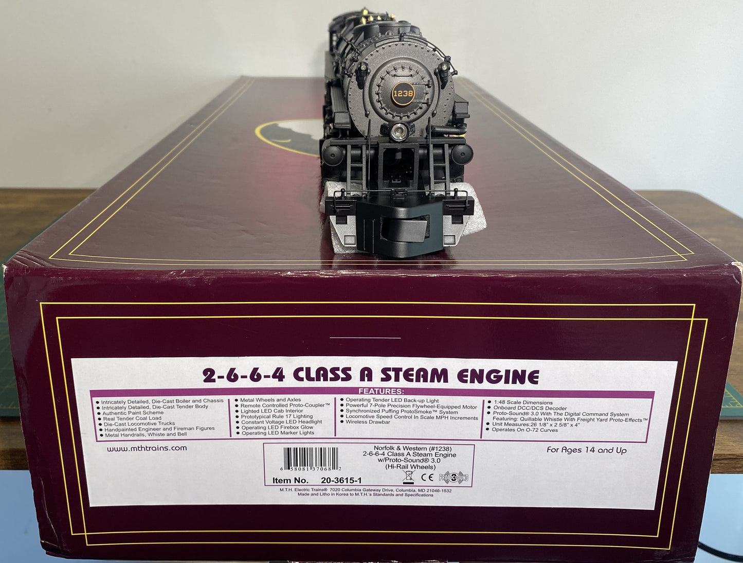 MTH 20-3615-1 Premier Norfolk & Western 2-6-6-4 Class A Steam Engine w/Proto-Sound 3.0