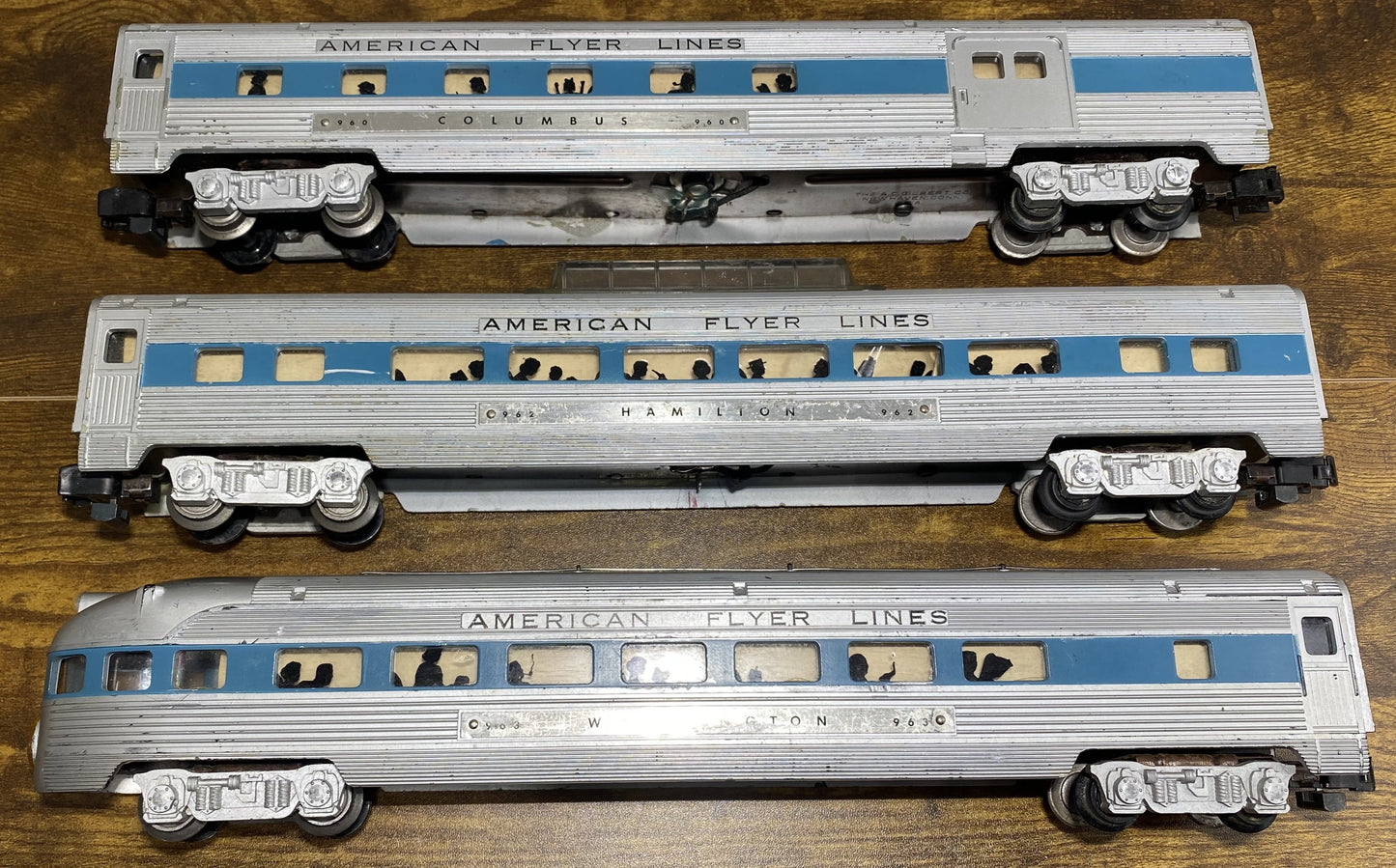 American Flyer #660, #661, #662 and #663 Blue Passenger Cars