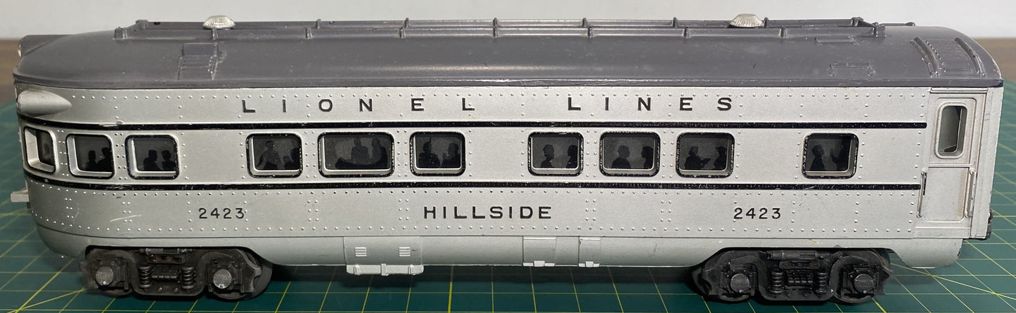 Lionel Post War 2423 Hillside Observation Car Grey Roof