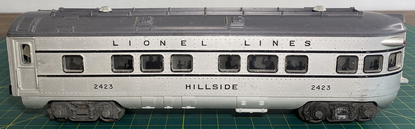 Lionel Post War 2423 Hillside Observation Car Grey Roof