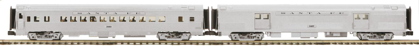 MTH 20-64245 Santa Fe Scale Premier 2-Car 70’ Streamlined Baggage/Coach Passenger Set (Ribbed Sided)