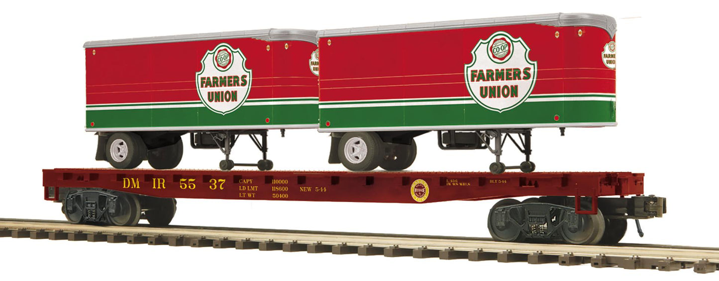 MTH 20-95714 Duluth, Missabe & Iron Range O Scale Premier Flat Car w/(2) PUP Trailers