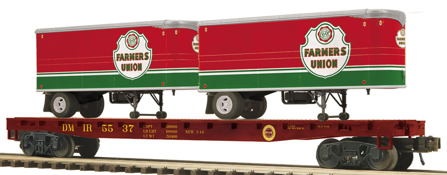 MTH 20-95714 Duluth, Missabe & Iron Range O Scale Premier Flat Car w/(2) PUP Trailers