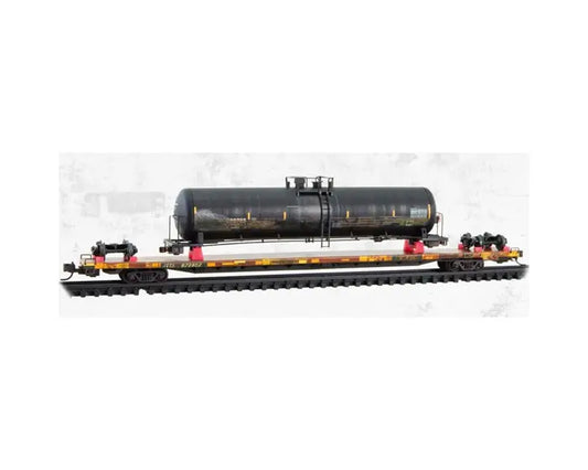 Micro-Trains 071144941 N Scale 89' TOFC Flat Car TTX Weathered w/ "Wrecked" Tank Carload Kit #972657