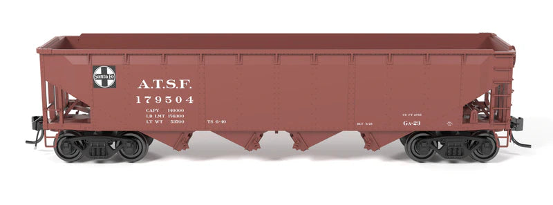Broadway Limited 10138 HO ARA 70-ton 4-Bay Hopper, ATSF, Oxide Red w/ White, 6-pack A