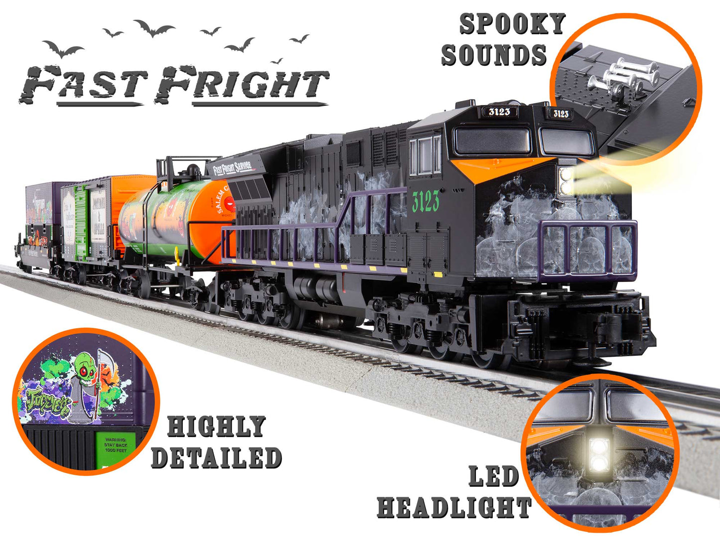 Lionel 2323050 O Gauge Halloween Fast Freight LionChief Set