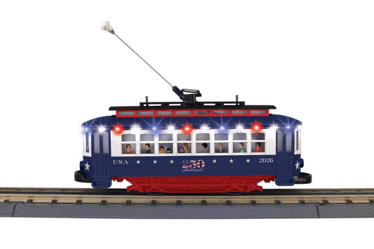 MTH 30-5272 RailKing 2026 O Gauge Semiquincentennial Bump-n-Go Trolley