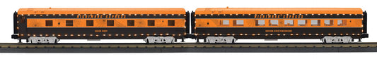 MTH 30-68283 O Gauge RailKing Halloween 2-Car 60' Streamlined Sleeper/Diner Set w/LED Lights
