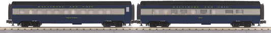 MTH 30-68334 O Gauge RailKing Baltimore & Ohio 2-Car 60’ Streamlined Sleeper/Diner Set