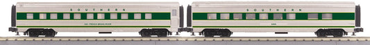 MTH 30-68342 O Gauge RailKing Southern 2-Car 60’ Streamlined Sleeper/Diner Set