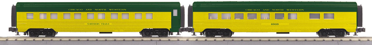 MTH 30-68346 O Gauge RailKing Chicago & North Western 2-Car 60’ Streamlined Sleeper/Diner Set