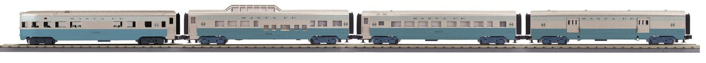 MTH 30-68349 O Gauge RailKing Santa Fe 4-Car 60’ Streamlined Passenger Set