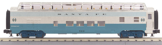 MTH 30-68352 O Gauge RailKing Santa Fe 60’ Streamlined Full-Length Vista Dome Car