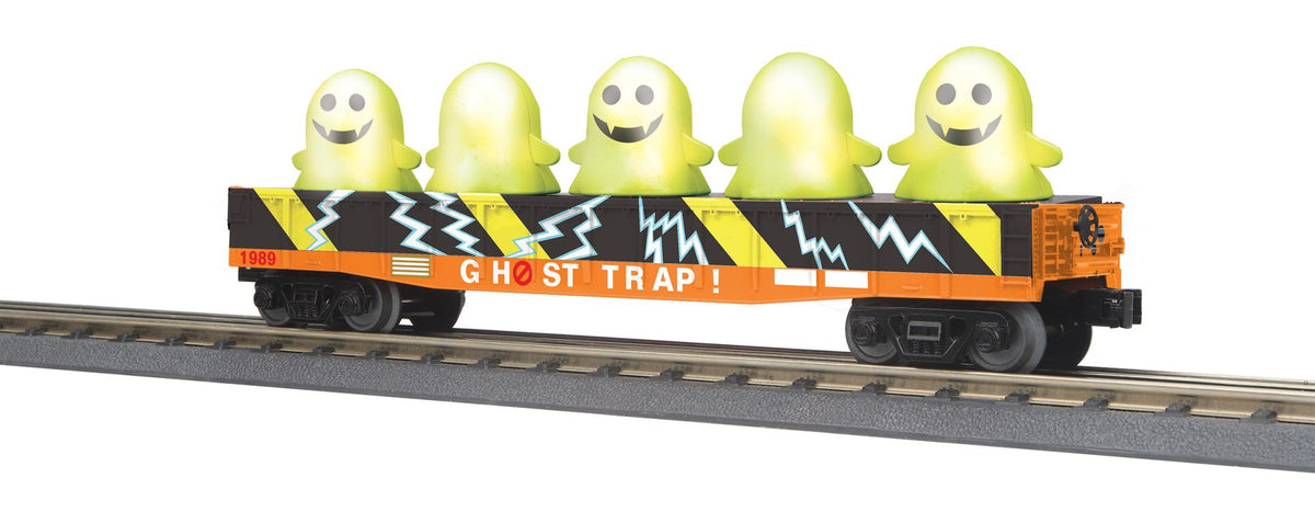 MTH 30-72257 O Gauge RailKing Ghost Trap Gondola Car w/Flickering Lighted Ghosts