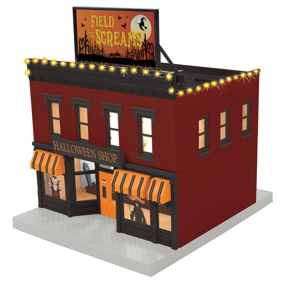 MTH 30-90727 O Scale RailKing Halloween 2-Story City Building 1 w/LED Lights (Field of Screams)