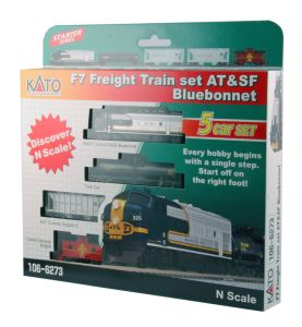 Kato 106-6273 N Scale Santa Fe Bluebonnet F7 Freight Train Set
