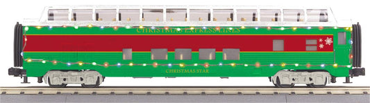 MTH 30-68289 O Gauge RailKing Christmas 60 ft Streamlined Full-Length Vista Dome Car with LEDs