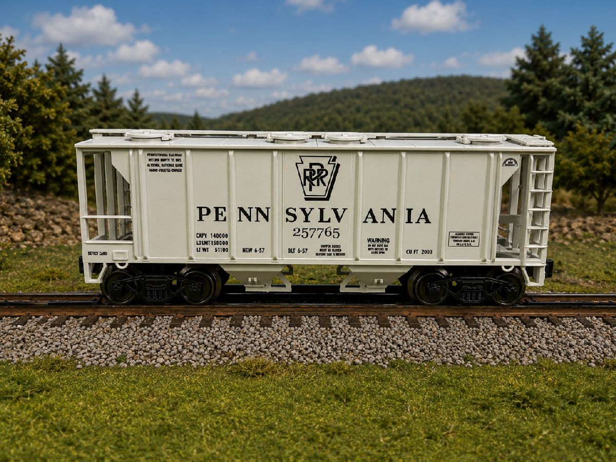 Ready Made Trains 86315 O Gauge Pennsylvania Railroad 2 Bay Covered Hopper