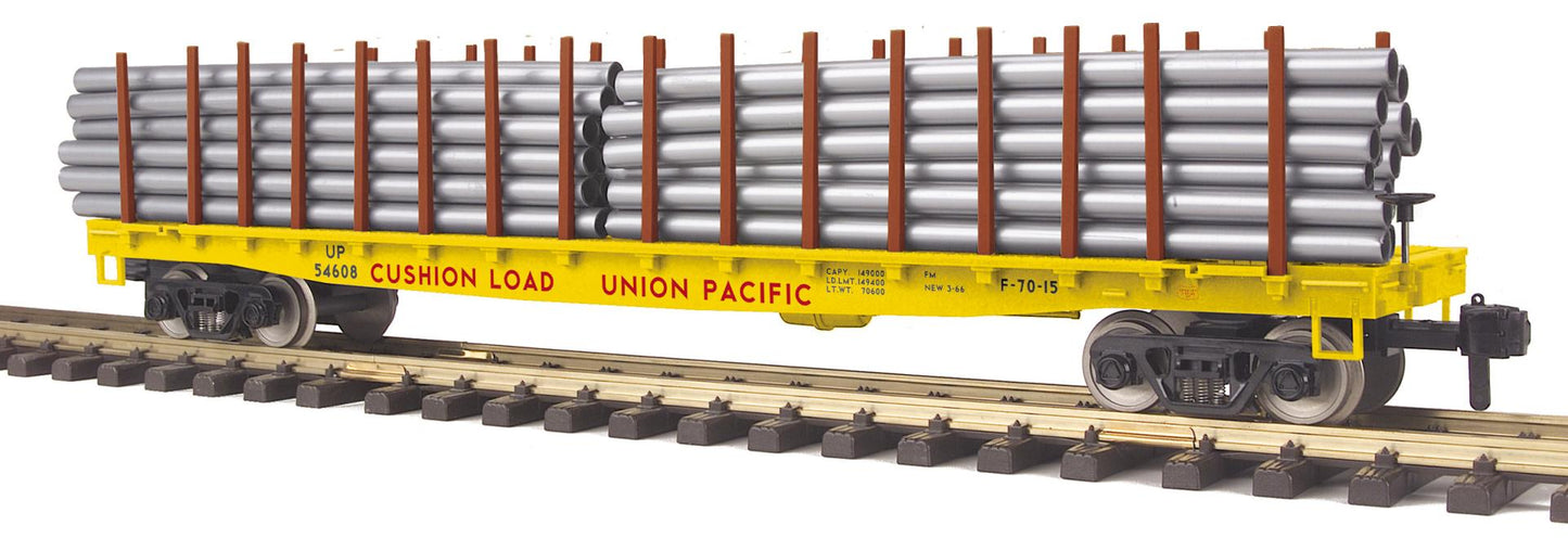 MTH 70-76061 G Gauge RailKing One-Gauge Flat Car w/ Pipe Load Union Pacific