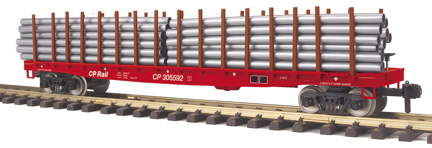 MTH 70-76066 G Gauge RailKing One-Gauge Flat Car w/ Pipe Load Canadian Pacific
