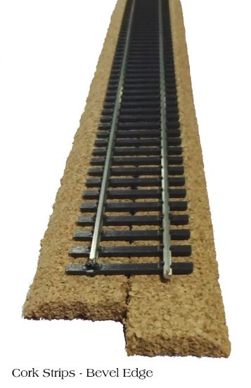 Cork Roadbed, 6mm, 36" Bevel Strips for HO Scale