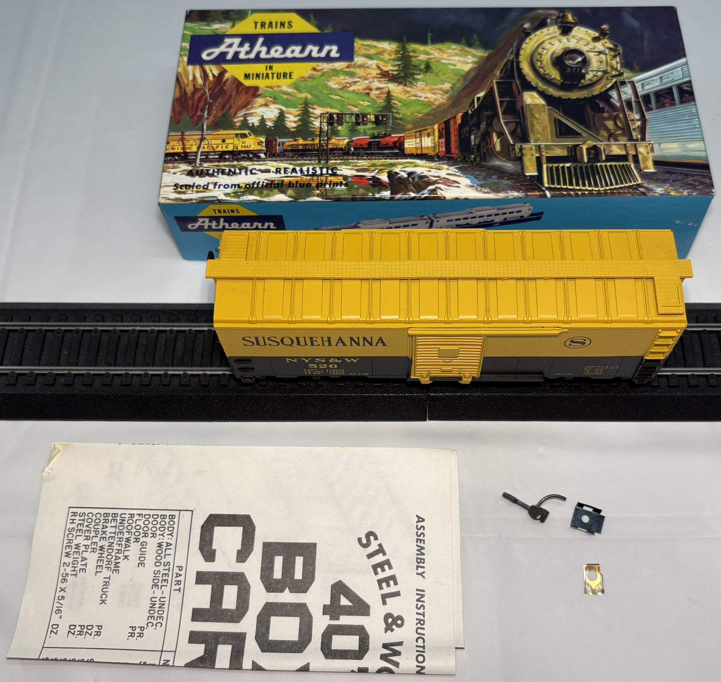 Athearn Bev-Bel 240-2 HO New York Susquehanna & Western 40' Steel Boxcar