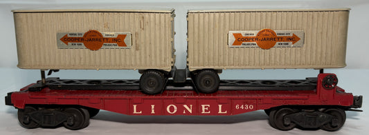 Lionel Post War 6430 O Gauge Twin Piggyback Grey Vans