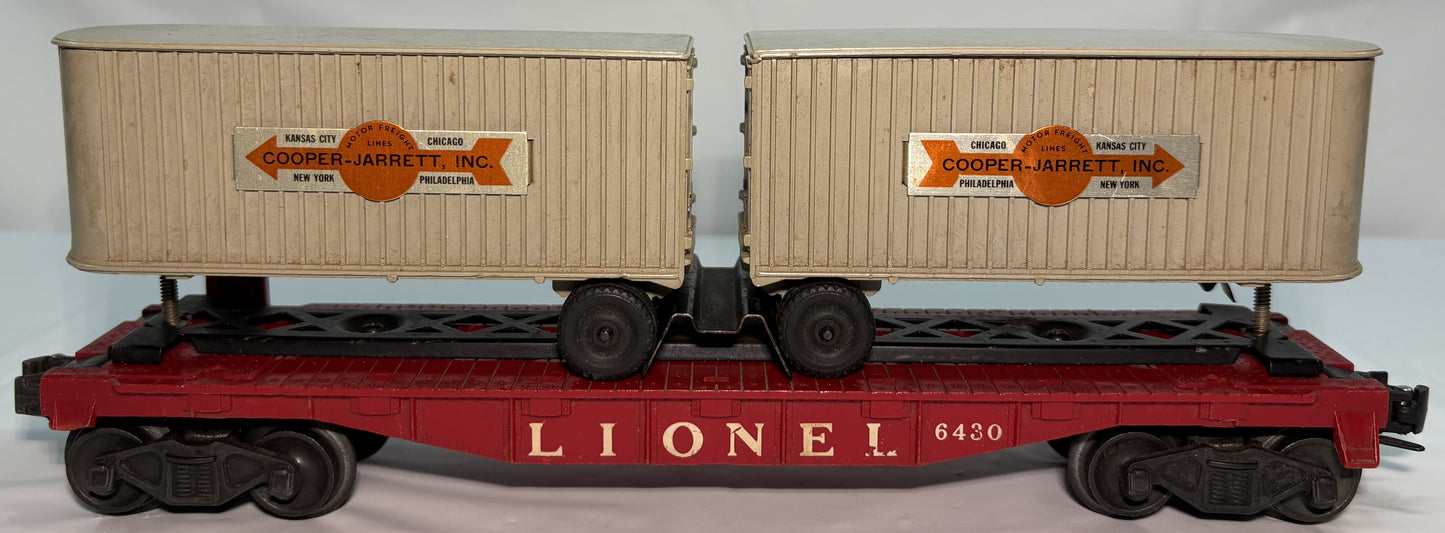 Lionel Post War 6430 O Gauge Twin Piggyback Grey Vans