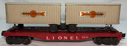 Lionel Post War 6430 O Gauge Twin Piggyback Grey Vans