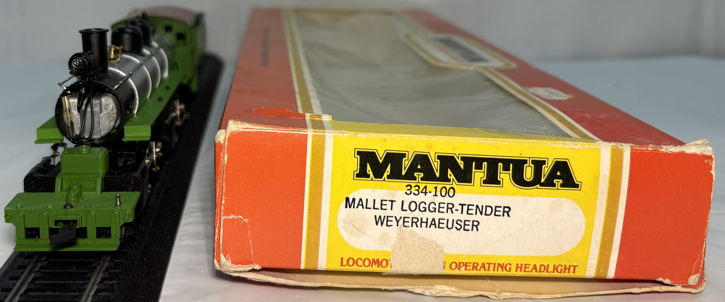 Mantua 334-100 HO Mallet Logger – Tender Locomotive Weyerhaeuser Timber Co.