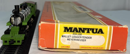Mantua 334-100 HO Mallet Logger – Tender Locomotive Weyerhaeuser Timber Co.