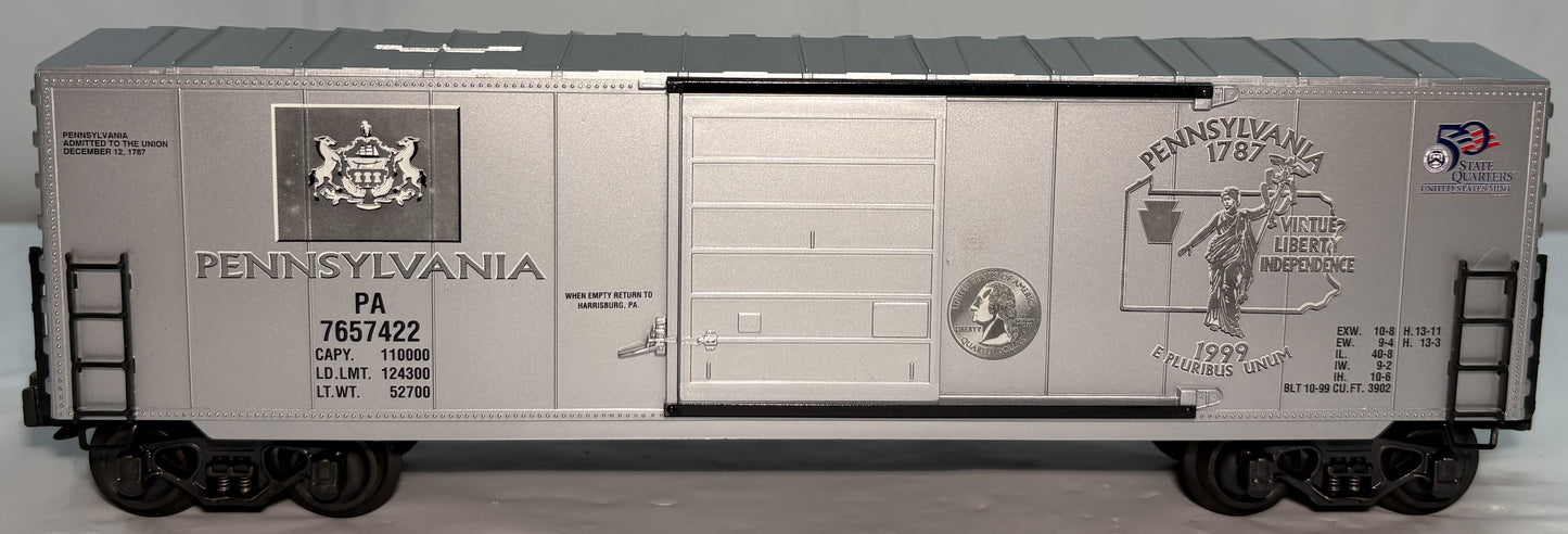 K-Line K765-7422 O Gauge Pennsylvania Commemorative Quarter Boxcar