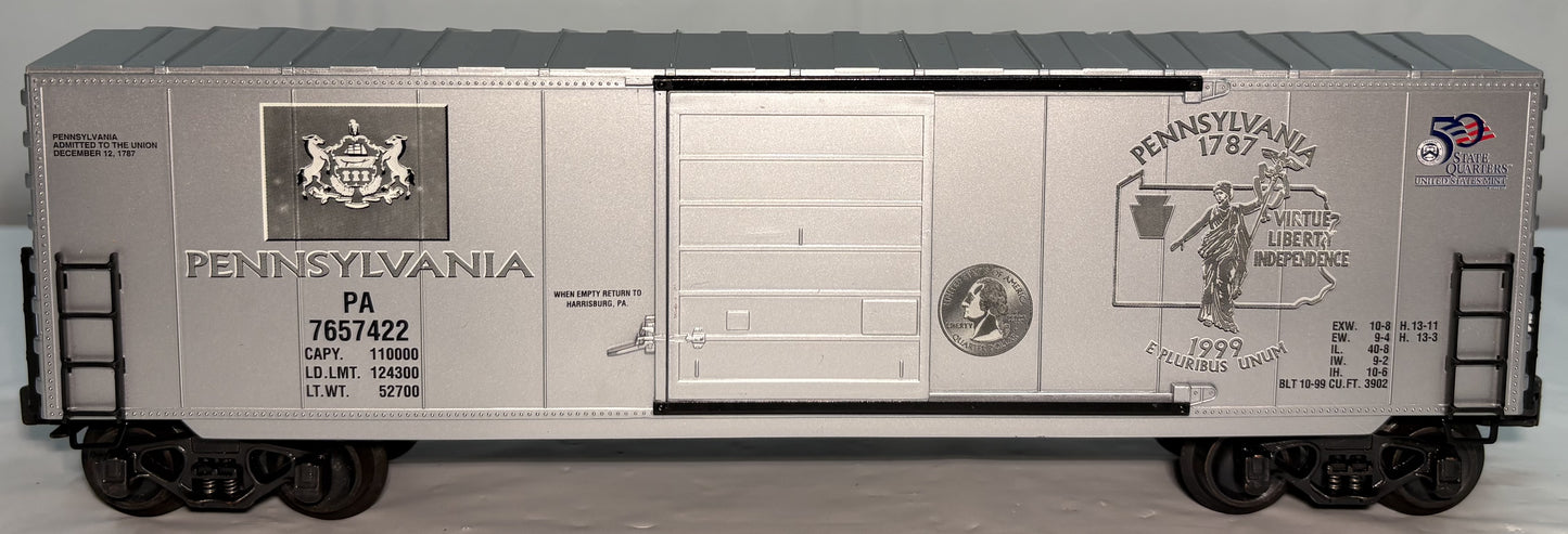 K-Line K765-7422 O Gauge Pennsylvania Commemorative Quarter Boxcar