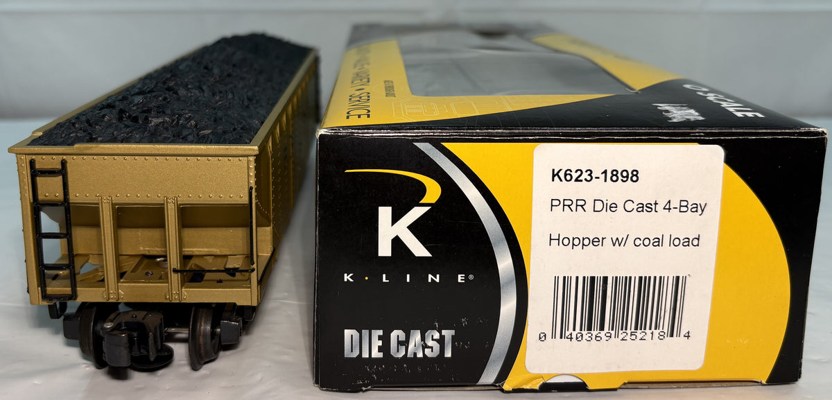 K-Line K623-1898 O Gauge Pennsylvania Gold Diecast 4-Bay Coal Hopper Train Cars