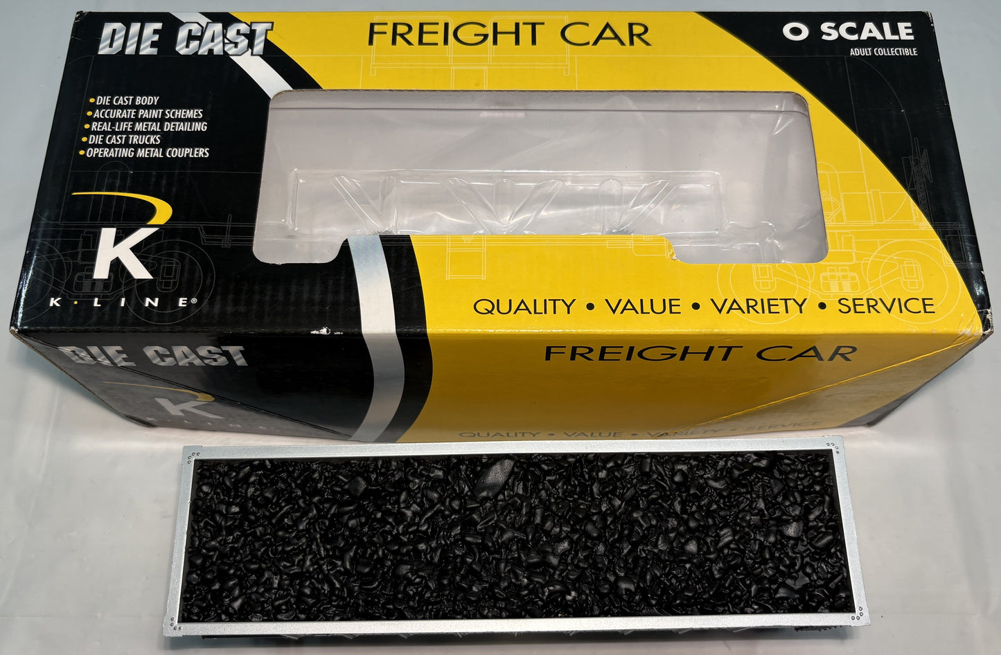 K-Line K6255-1891 O Gauge Pennsylvania PRR 2-Bay Outside Braced Hopper w/Real Coal Load
