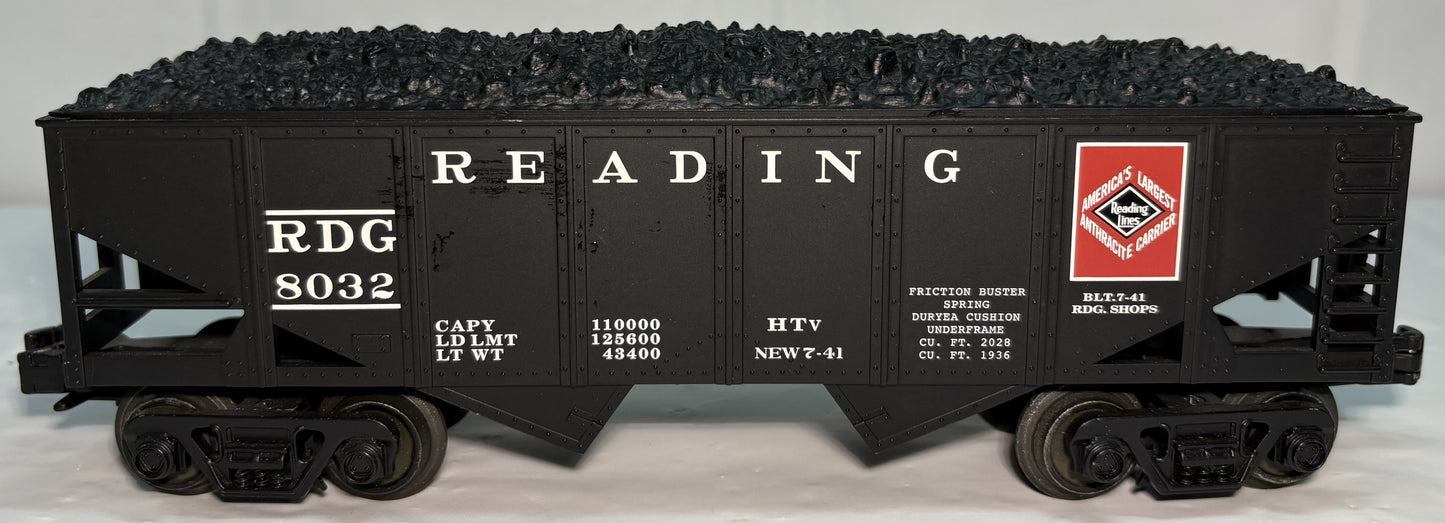 Industrial Rail 4007 O Gauge Reading 2-Bay Hopper with Coal Load