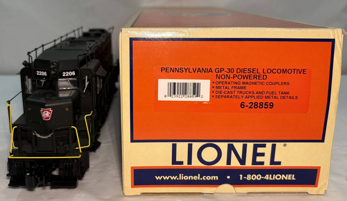 Lionel 28859 O Gauge Pennsylvania PRR GP-30 Nonpowered Diesel Engine #2206